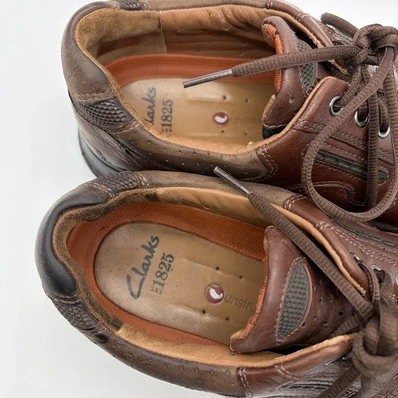 Mens Clarks Unstructured Brown Leather Shoes Oxford Casual Size 10.5 M - Picture 4 of 7